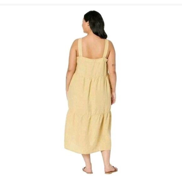NWT Eileen Fisher Washed‎ Linen Delave Tiered Sundress 2X Cottagecore Lagenlook - Picture 2 of 6